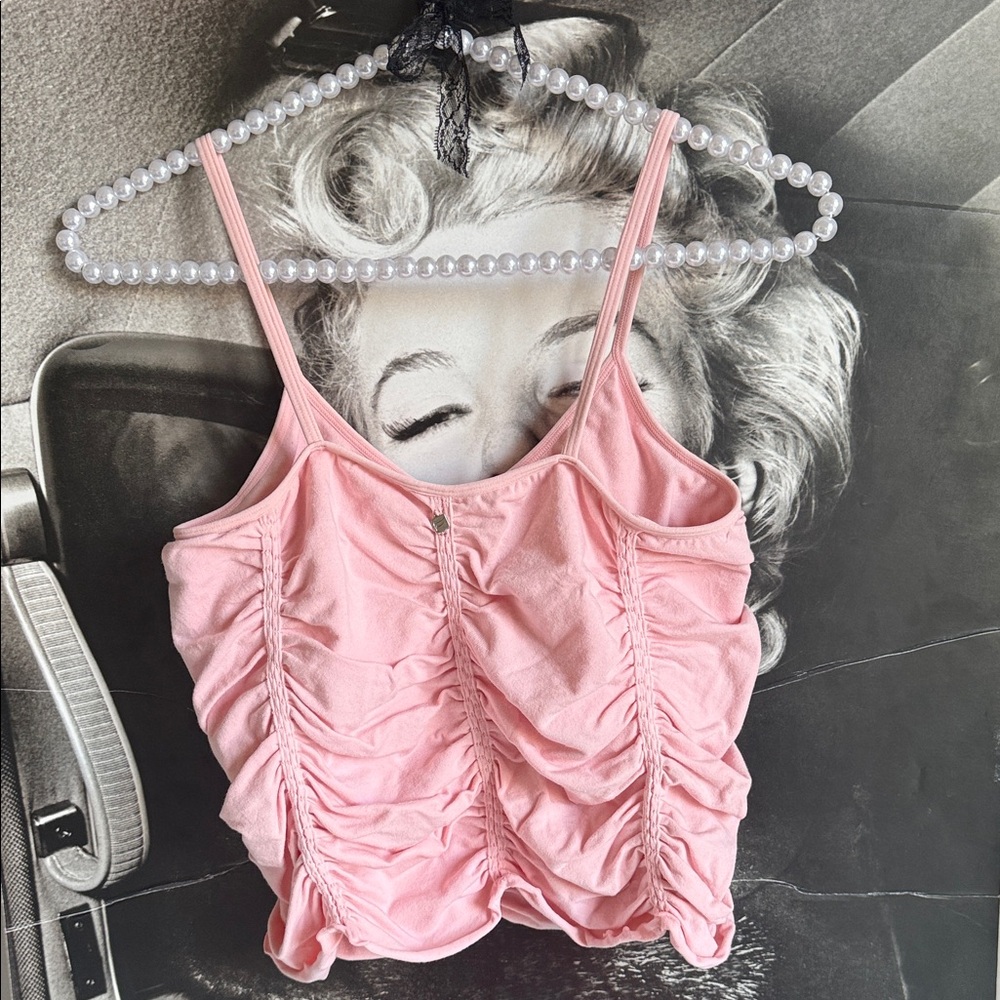 Fabletics Pink Ruched Crop Top Large - Picture 4 of 5